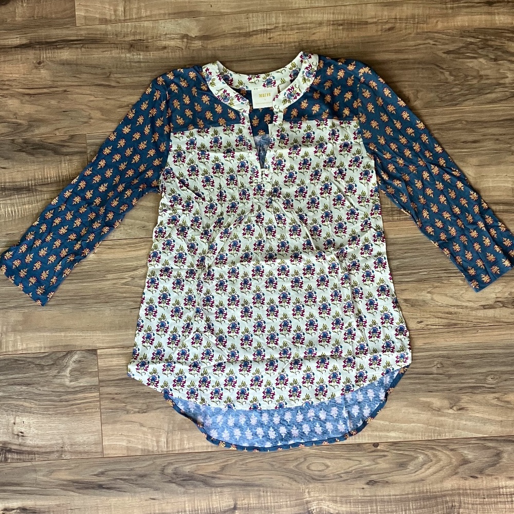 Anthro Maeve 3/4 Sleeve Floral Top